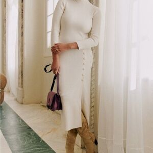 Sezane Harper Cream Midi Dress